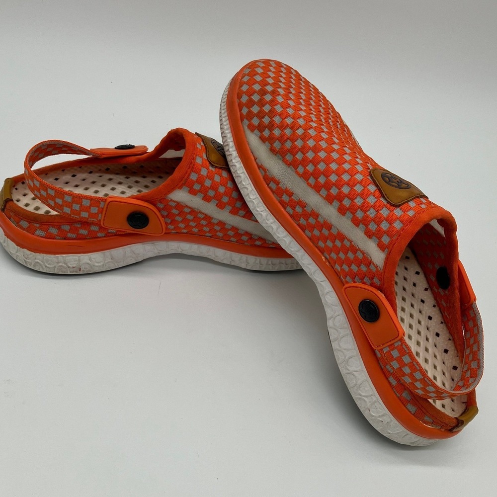 Unisex Orange White Checkered‎ Summer Clogs Slip On Water Shoes Size 42 Mens 9